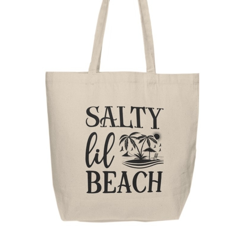 Salty Lil Beach Custom Canvas Tote Bag